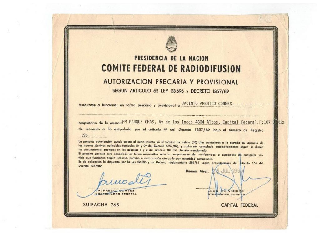 Permiso Original 1989
