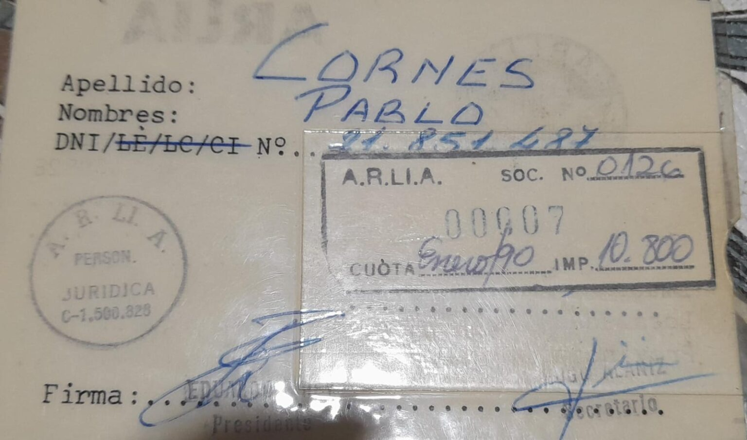 Registro Arlia - Parte 1